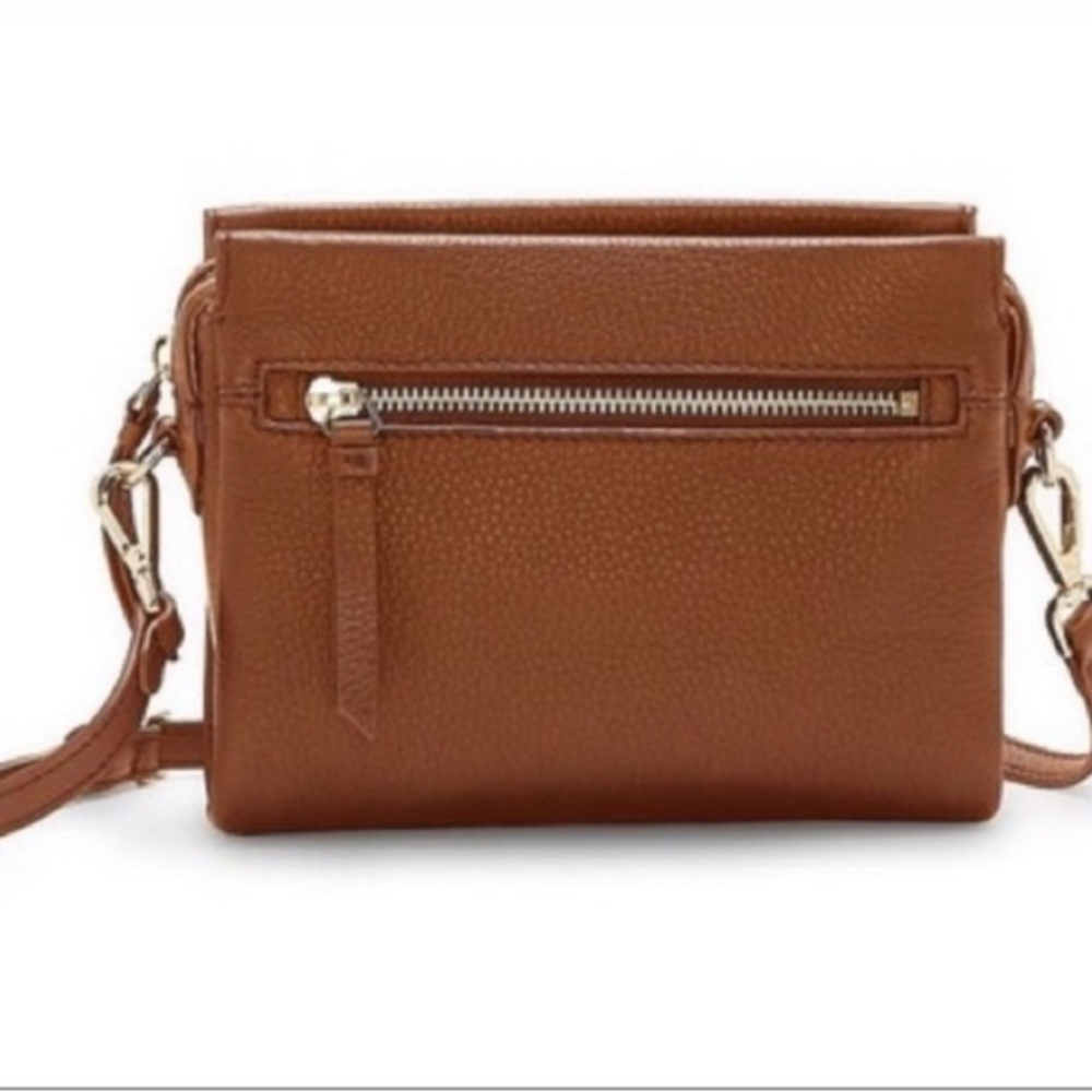 Vince Camuto brown / tan  Leather Crossbody Bag removable strap
